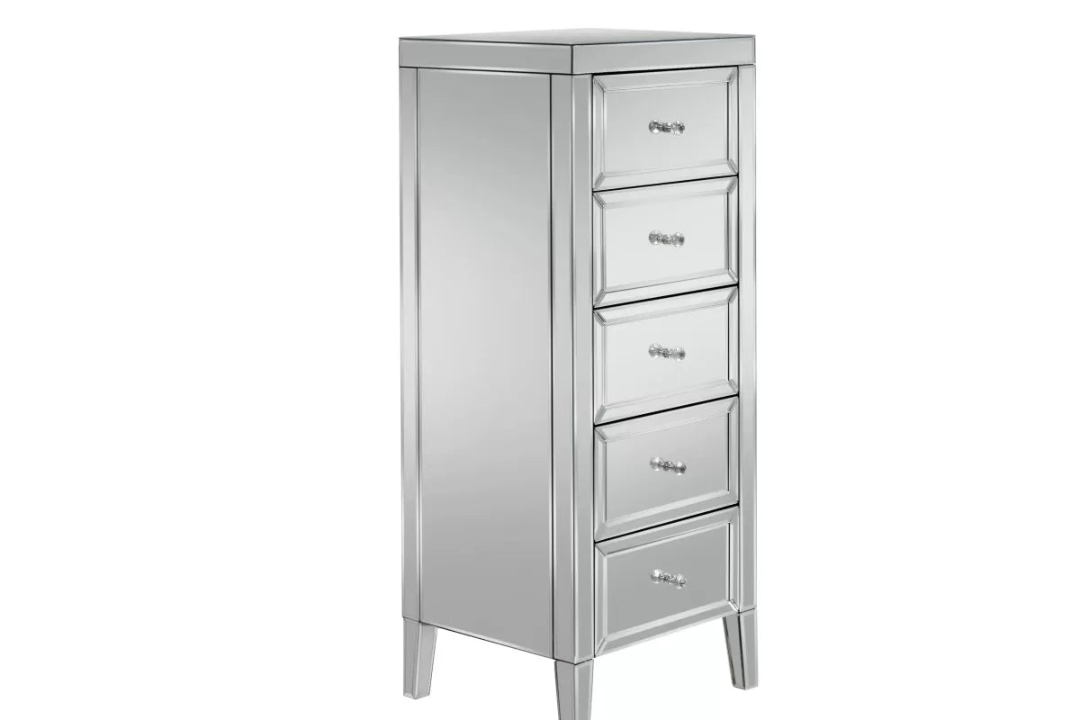 Valencia Mirrored 5 Drawer Narrow Chest