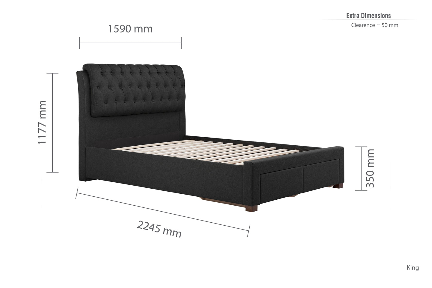 Valentino Charcoal King Bed