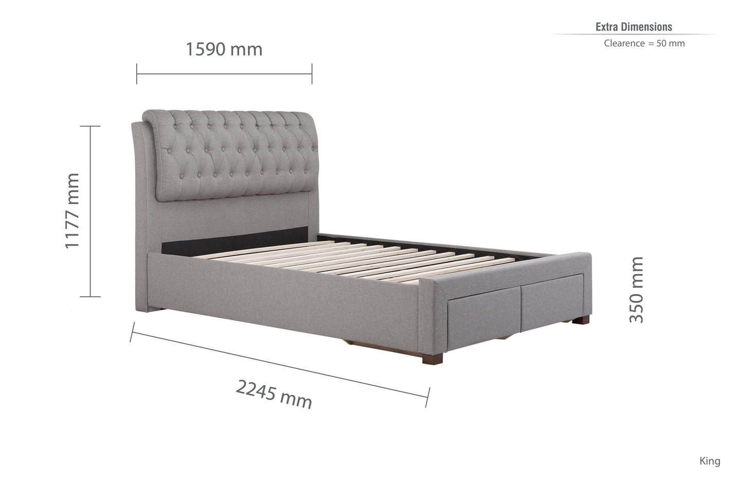 Valentino Grey King Bed