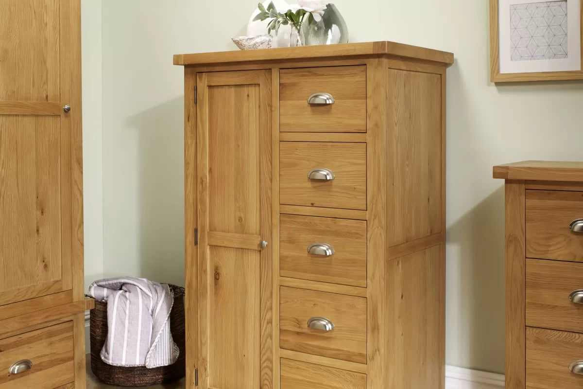 Woburn Oak 1 Door 5 Drawer Wardrobe