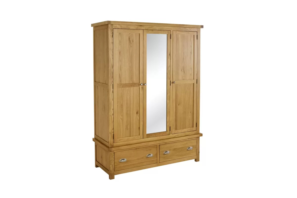 Woburn Oak 3 Door 2 Drawer Wardrobe