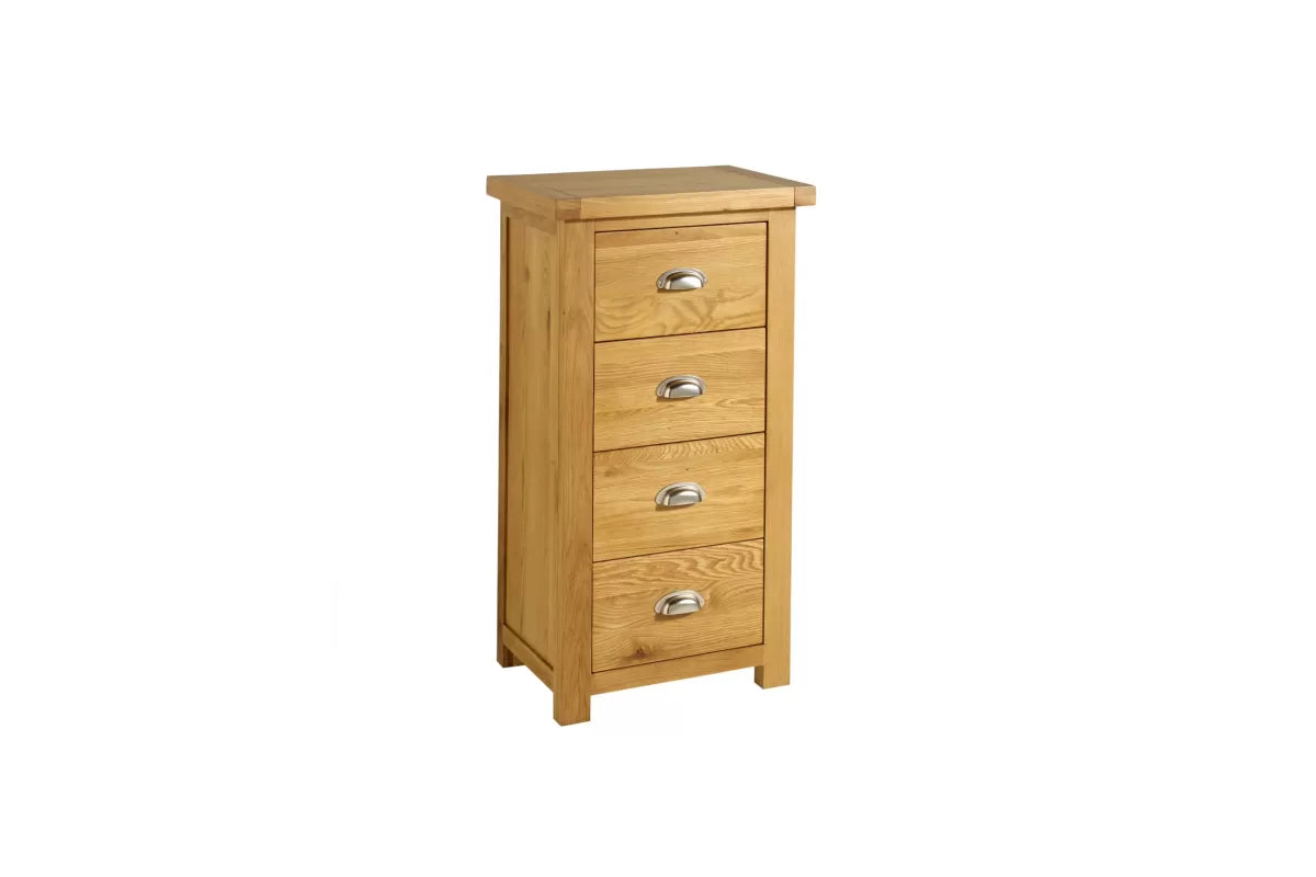 Woburn Oak 4 Drawer Narrow Chest