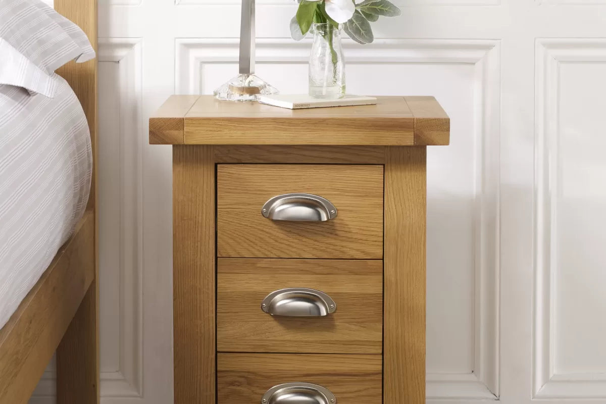 Woburn Small Oak 3 Drawer Bedside