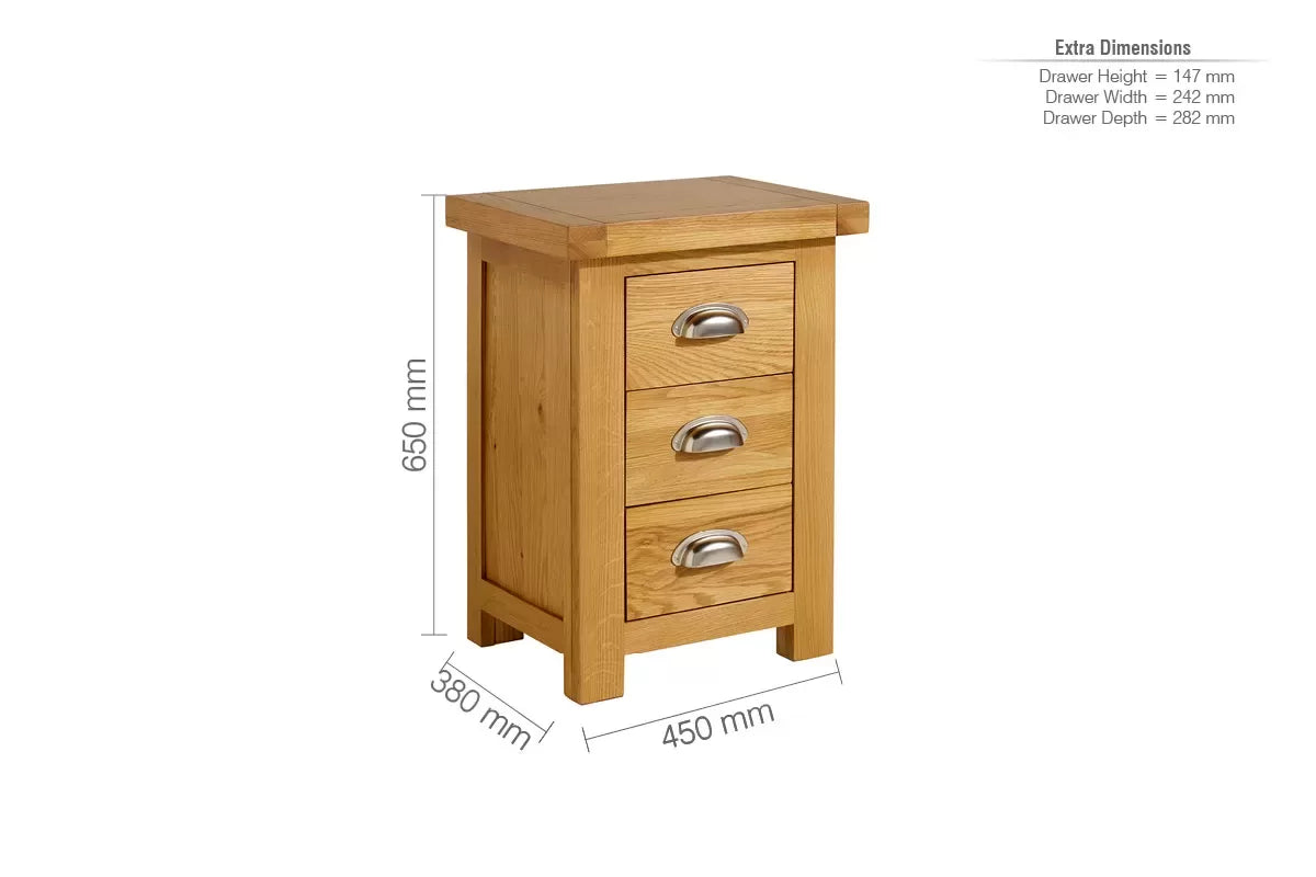 Woburn Large Oak 3 Drawer Bedside