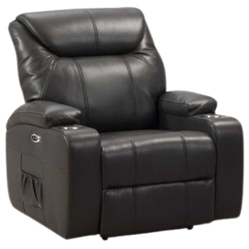 Cinema Grey Electric Leather Armchair With Two Cup Holders