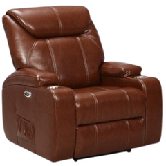 Cinema Tan Electric Leather Recliner Armchair With Two Cup Holders