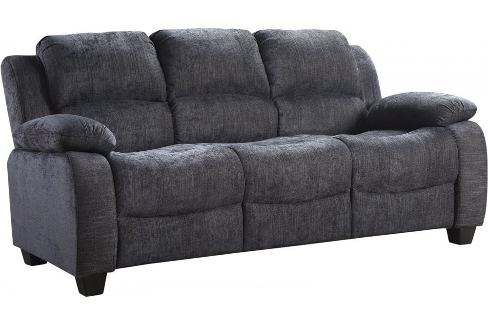 Valeria Black Leather 3 Seater Sofa