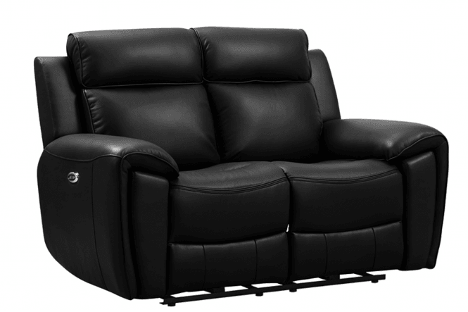 Annecy Genuine Leather Black Electric Power Recliner 2 Seater Sofa
