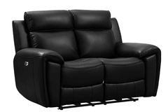 Annecy Genuine Leather Black Electric Power Recliner 2 Seater Sofa