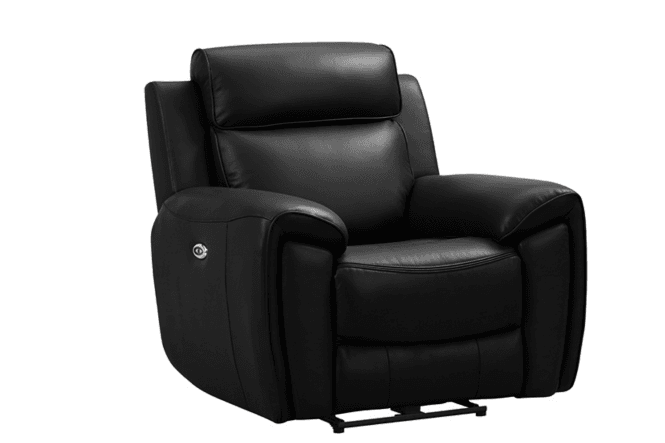 Anncey Genuine Leather Black Electric Power Recliner Armchair