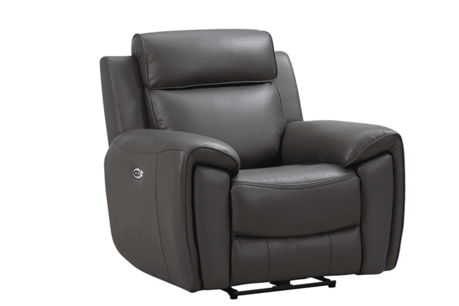 Anncey Genuine Leather Grey Electric Power Recliner Armchair