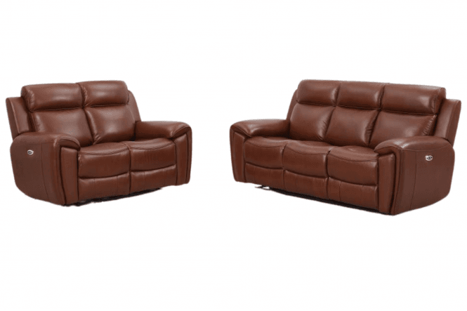 Annecy Genuine Leather Tan Electric Power Recliner 3+2 Seater Sofa Set