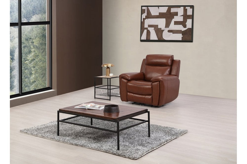 Annecy Genuine Leather Tan Electric Power Recliner Armchair