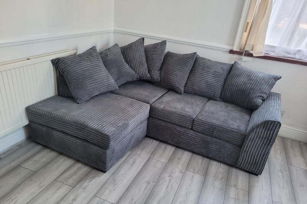 Tyron Grey Fabric Left Hand Corner Sofa