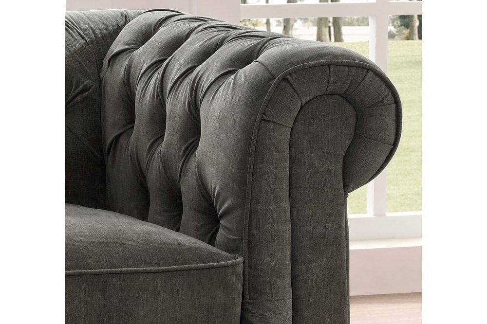 Chesterfield Grey Fabric 2 Seater Sofa