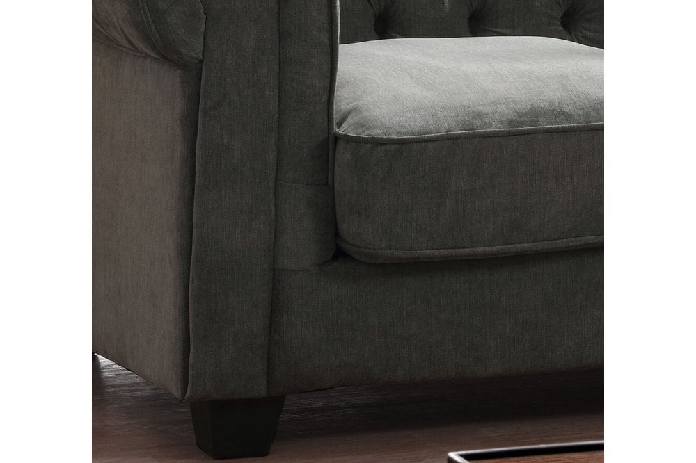 Chesterfield Grey Fabric 2 Seater Sofa