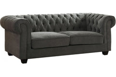 Chesterfield Grey Fabric 3 Seater Sofa