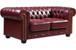 Chesterfield Red Leather Antique 2 Seater Sofa