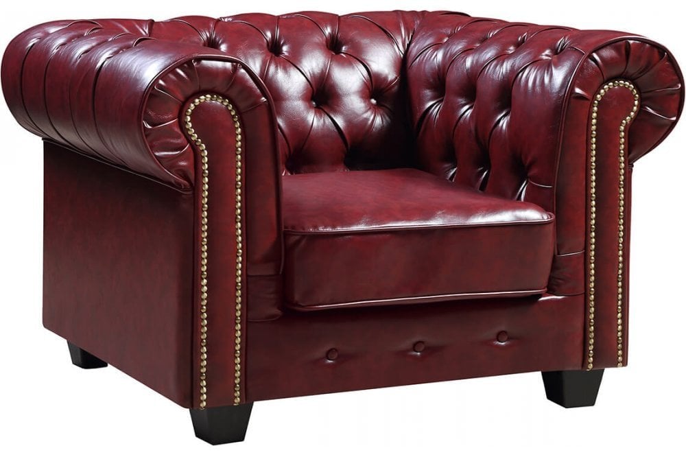 Chesterfield Red Leather Antique Armchair