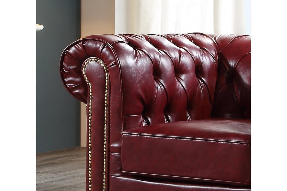 Chesterfield Red Leather Antique Armchair