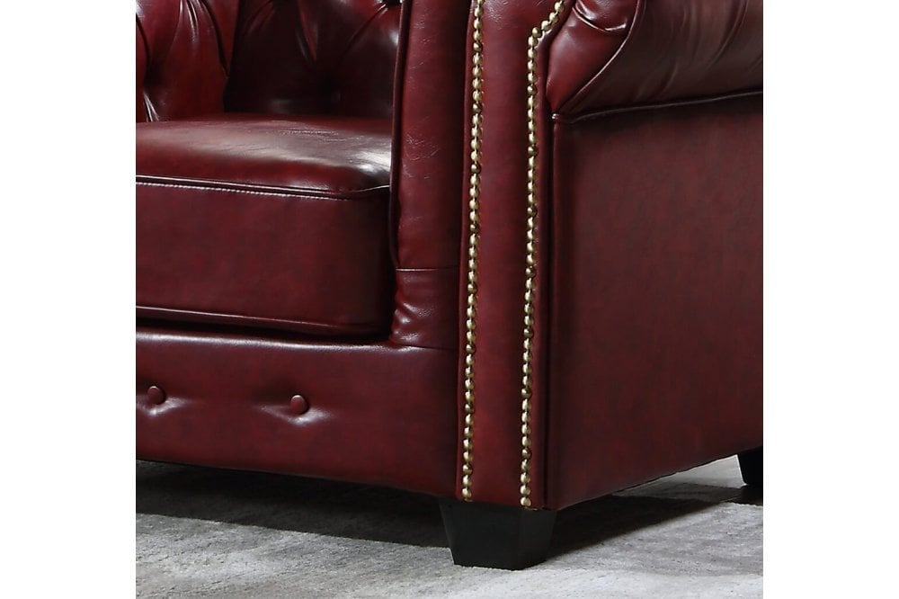 Chesterfield Red Leather Antique Armchair