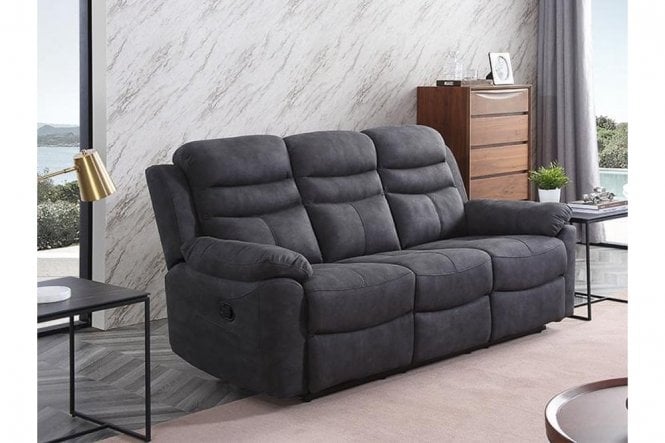 Conway Grey Fabric Recliner 3 Seater Sofa