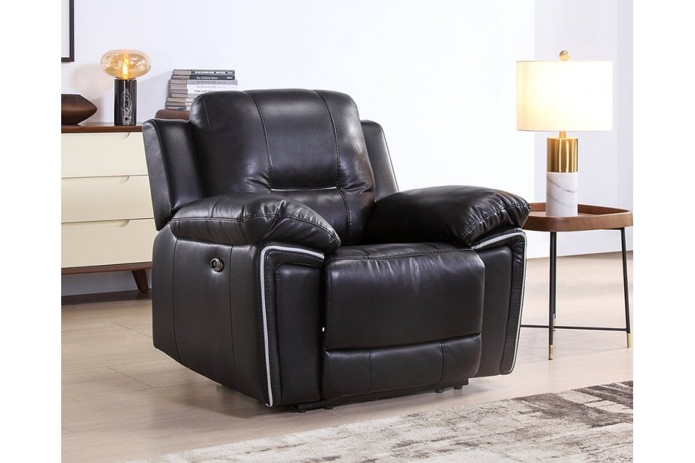 Henry Black Leather Electric Recliner Armchair