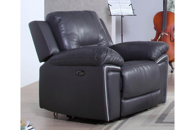 Henry Grey Leather Electric Recliner Armchair