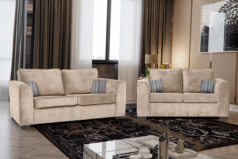 Nancy Beige Fabric 2 Seater Sofa