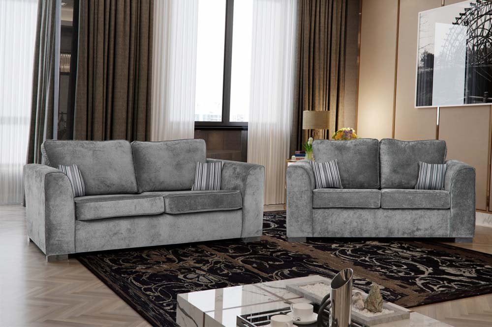 Nancy Grey Fabric 2 Seater Sofa