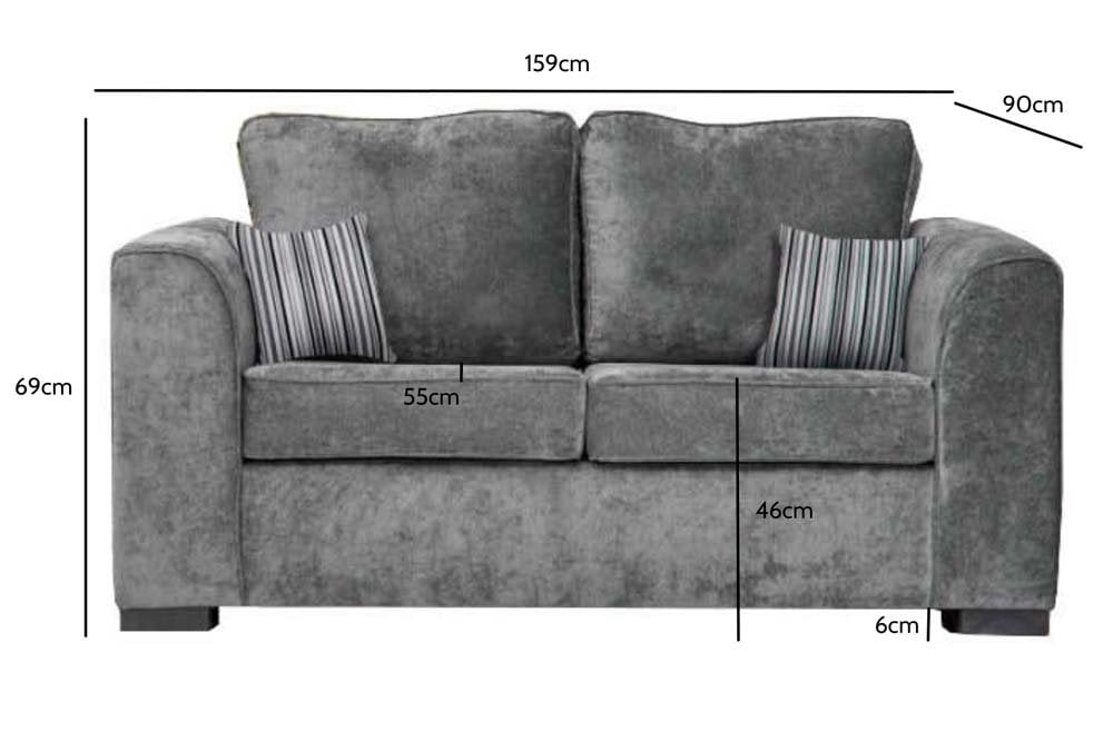 Nancy Grey Fabric 2 Seater Sofa