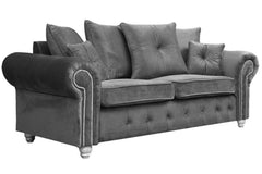 Olympia Grey Fabric Velvet 3 Seater Sofa