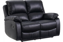 Zoma Black Leather Recliner 2 Seater Sofa