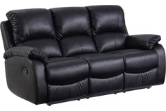 Zoma Black Leather Recliner 3 Seater Sofa