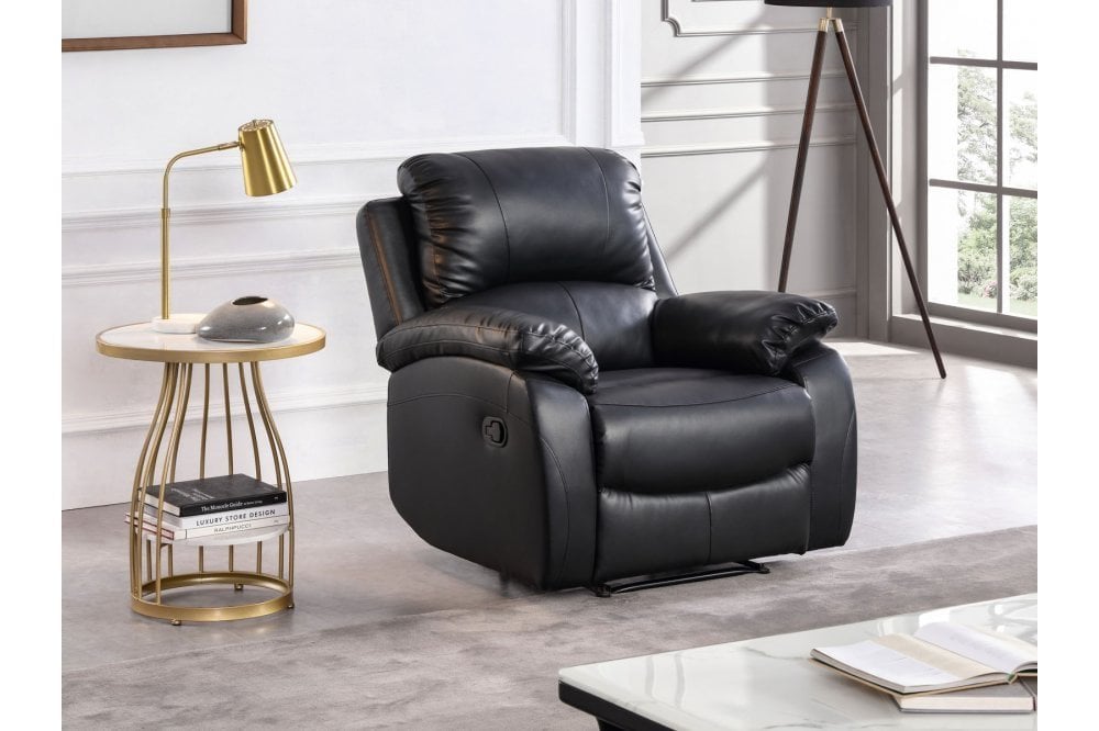 Zoma Black Leather Recliner Armchair