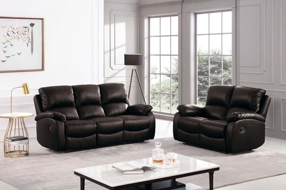 Zoma Brown Leather Recliner 3+2 Sofa Set