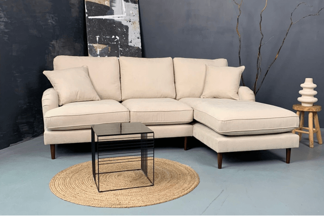 Rupert Beige Fabric Right Hand Corner Sofa