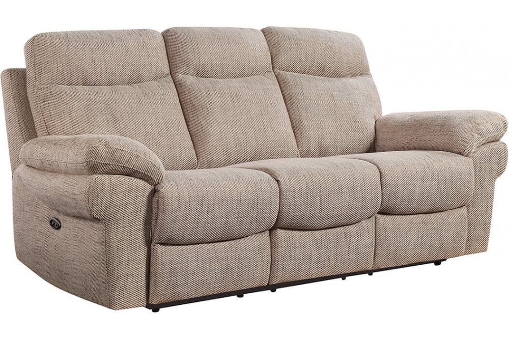 Tanya Beige Fabric Electric Recliner 3 Seater Sofa