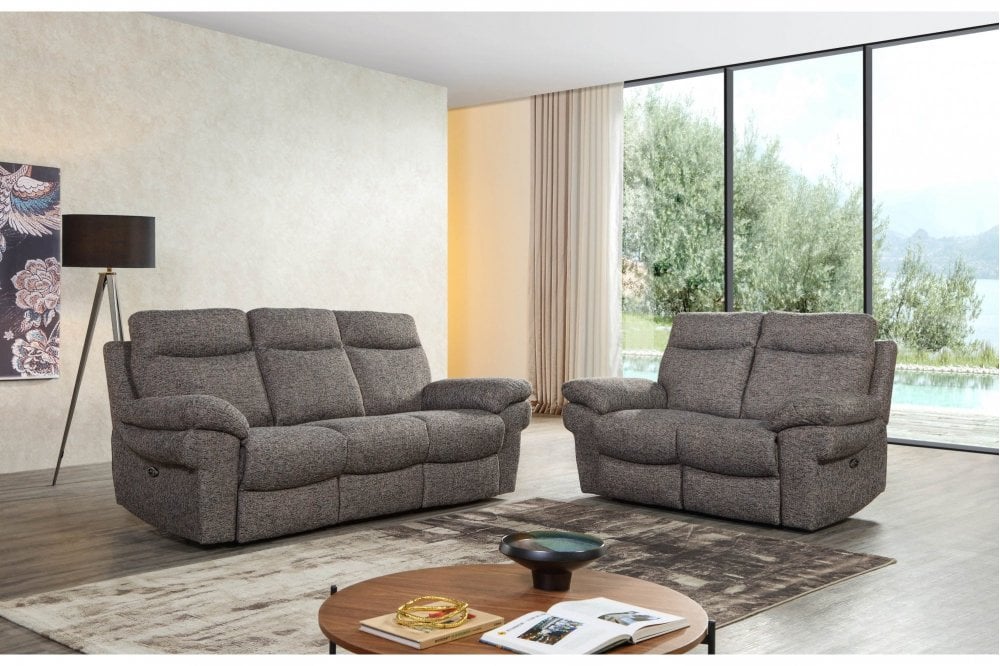 Tanya Brown Fabric Electric Recliner 3+2 Seater Sofa Set