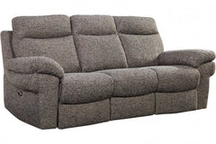 Tanya Brown Fabric Electric Recliner 3 Seater Sofa