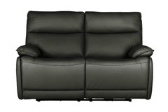Turin Genuine Leather Grey Electric Power Recliner 2 Seater Sofa