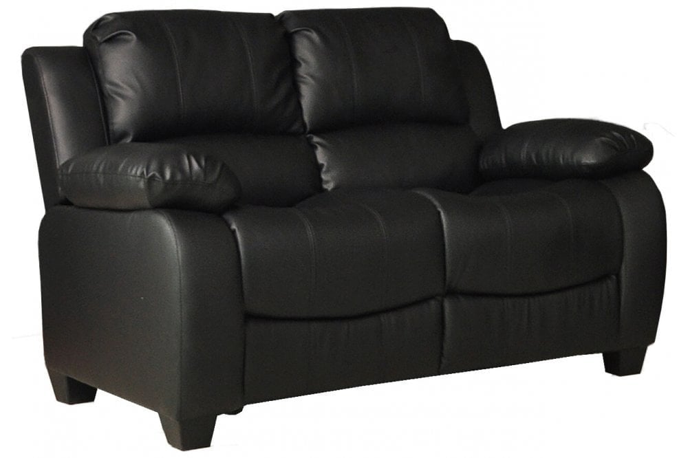 Valeria Black Leather 2 Seater Sofa