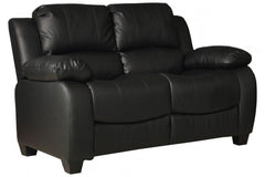 Valeria Black Leather 2 Seater Sofa