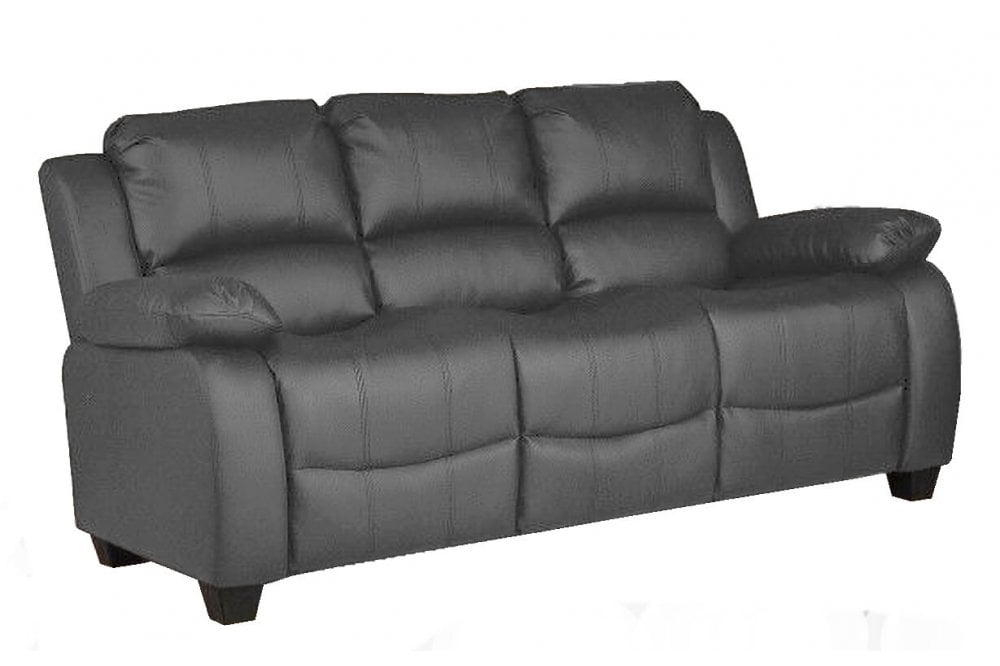 Valeria Black Leather 3 Seater Sofa