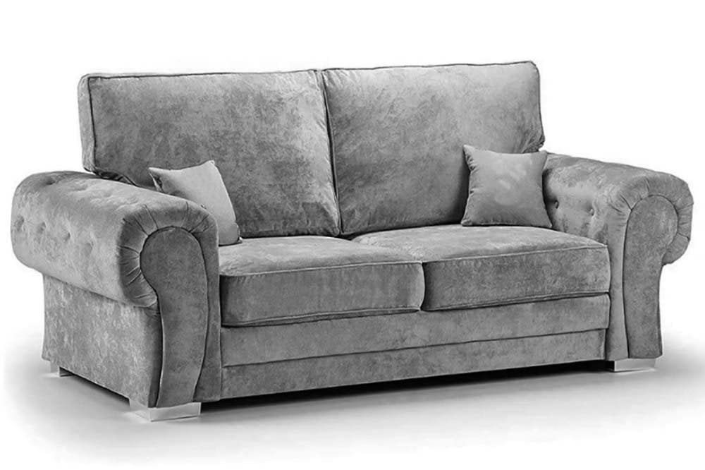 Serona High Back Grey Fabric 3 Seater Sofa