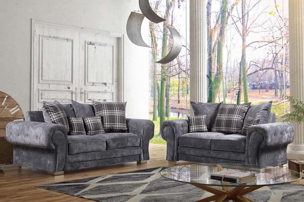 Serona Scatter Grey Fabric 3+2 Seater Sofa Set