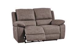 Maple Brown Suede Fabric Electric Recliner 2 Seater Sofa