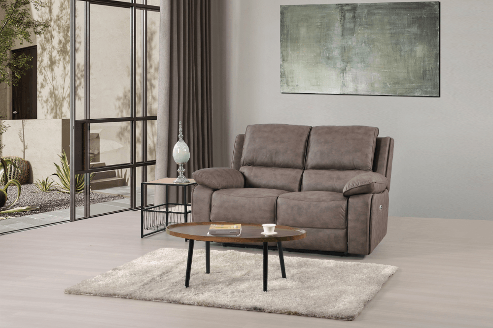 Maple Brown Suede Fabric Electric Recliner 3+2 Seater Sofa Set