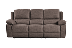 Maple Brown Suede Fabric Electric Recliner 3 Seater Sofa