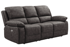 Maple Grey Suede Fabric Electric Recliner 3 Seater Sofa